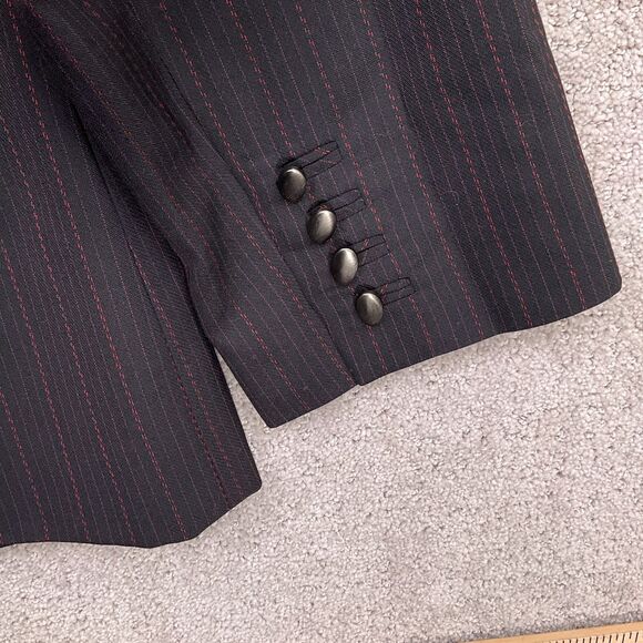 Amanda Smith Jacket Tank Women 14W Black‎ Red Pinstripe 2pc Career Retro VTG - Picture 14 of 15